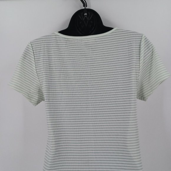 BODY GLOVE Sz L Ribbed Knit Cover Up Dress Casual Beach Stripe Green Preppy Surf - Picture 6 of 10